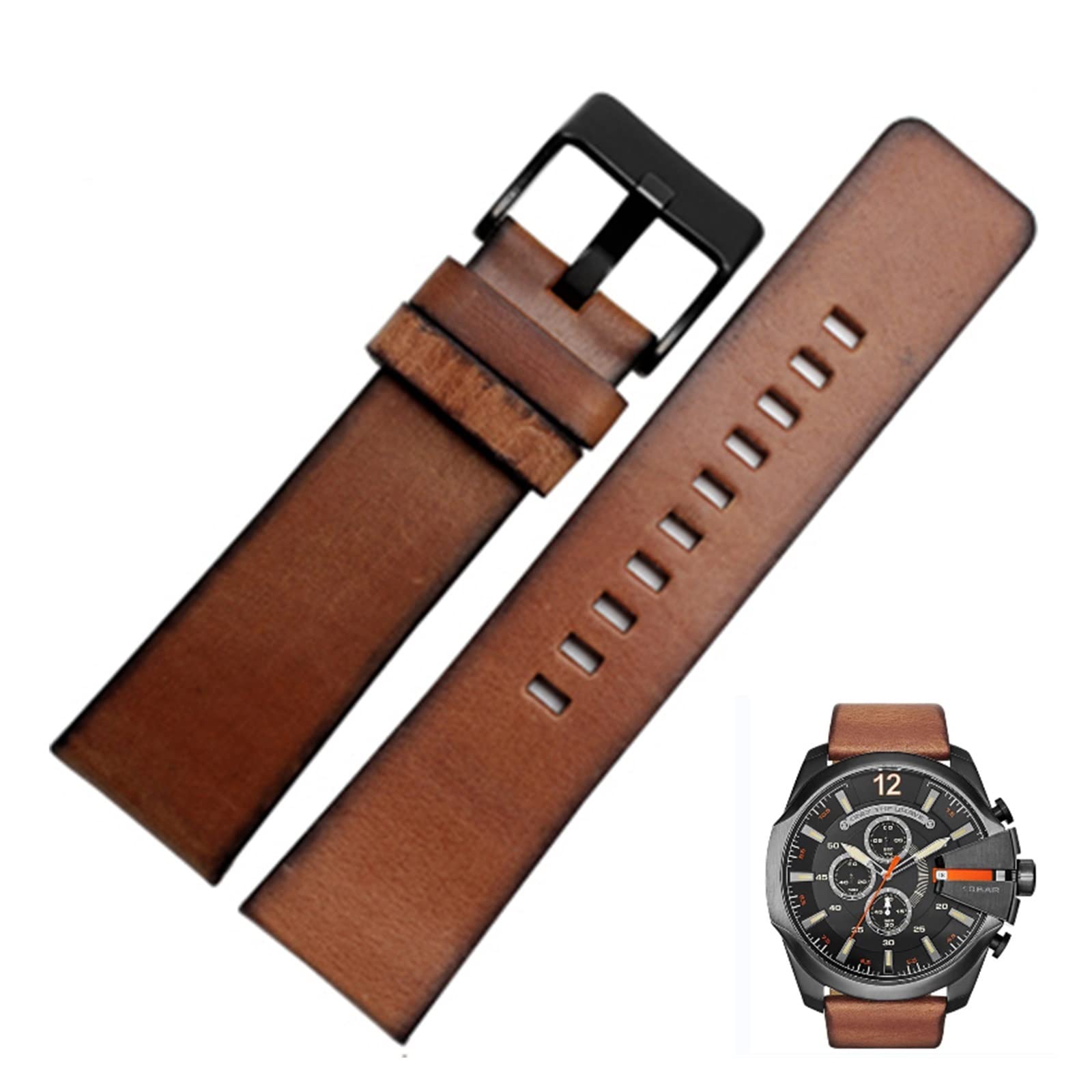 Cinturino Orologio In Pelle Con Rilascio Rapido - Compatibile Con Diesel DZ4343, DZ4323, DZ7406, DZ7408 E Altri