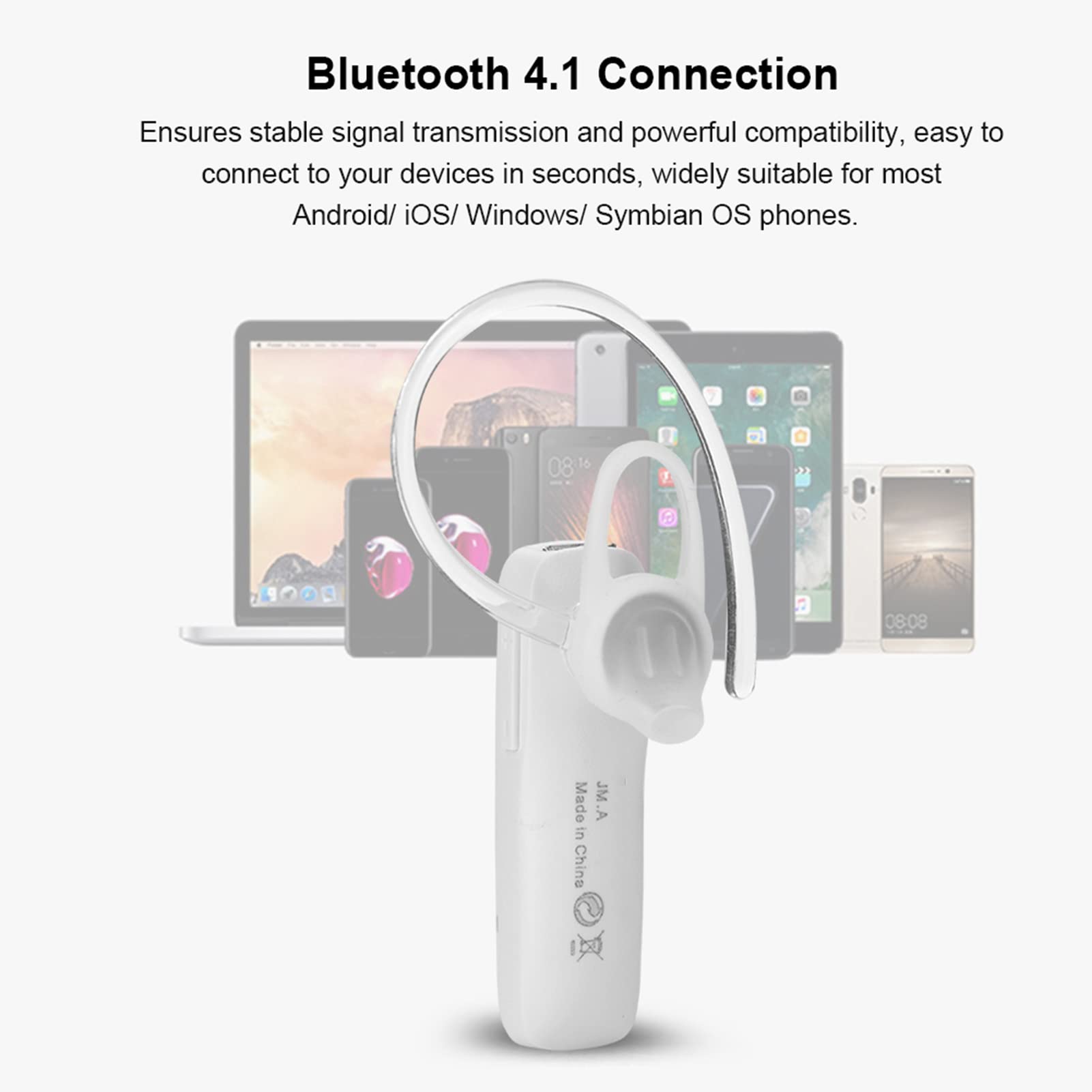 Auriculares Bluetooth Inalámbricos Agatige - Cancelación De Ruido, Gancho Para La Oreja, Hasta 3 Horas De Música, Color Negro
