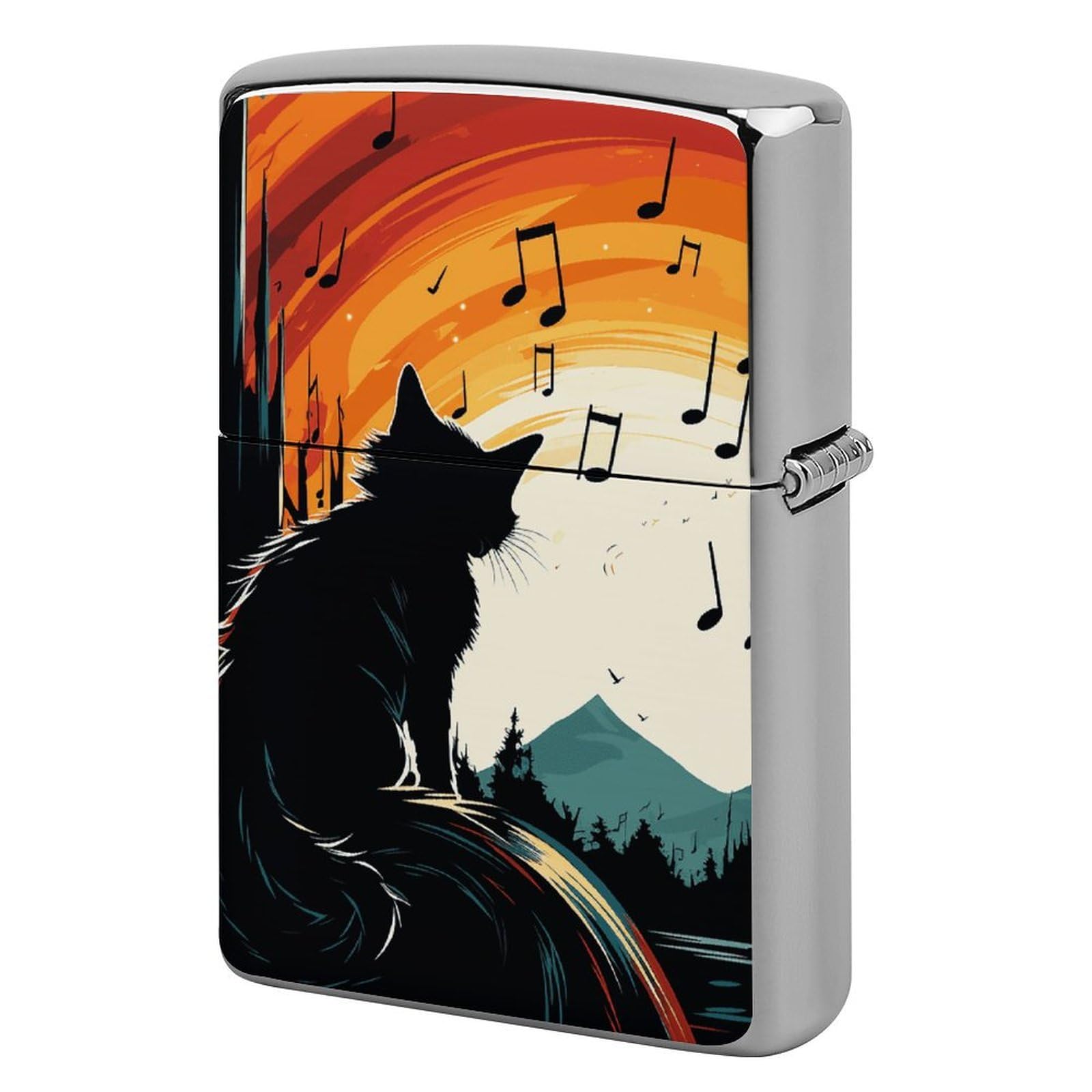 Cat Silhouette Lighter Cover for Men, Personalized Lighter Case for Birthday Gift, Flip-Top Lighters Protective Cover, Portable Lighters Shell for Outdoor, Travel