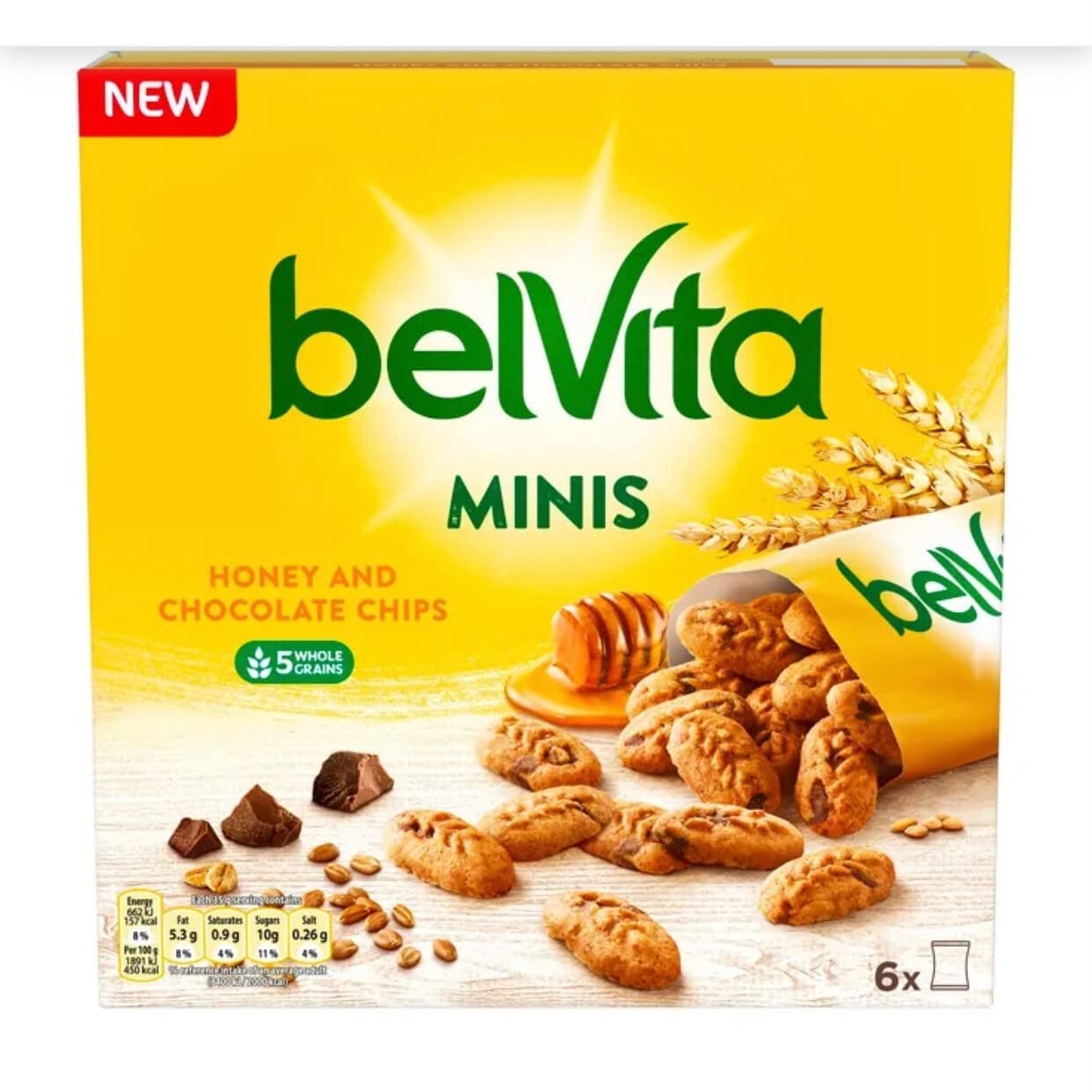 Breakfast Minis Honey and Chocolate Chips Biscuits with 5 Wholegrains 210 g (Pack of 1)