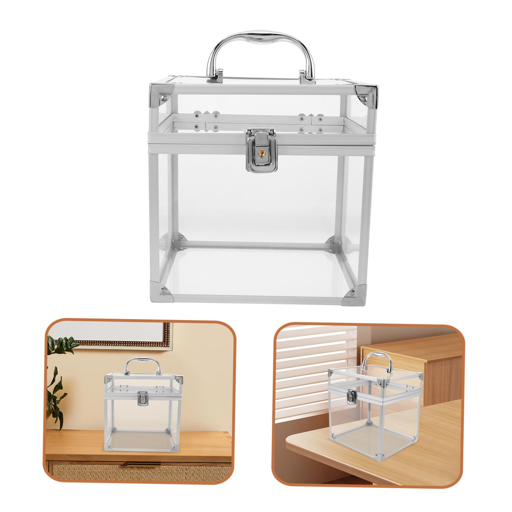 Cabilock Scatola Porta Dischi Contenitore Organizer in Acrilico in Vinile con Maniglia Grande Capacità per Album e Copertine per Studio e Camera
