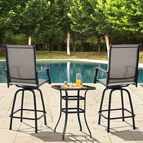 Vantiorango Outdoor Swivel Patio Bar Stools, Set Of 2 All-Weather Bar Height Patio Chairs Furniture, Textilene Outside Bar Stools For Pool Lawn Garden Backyard #TOP1