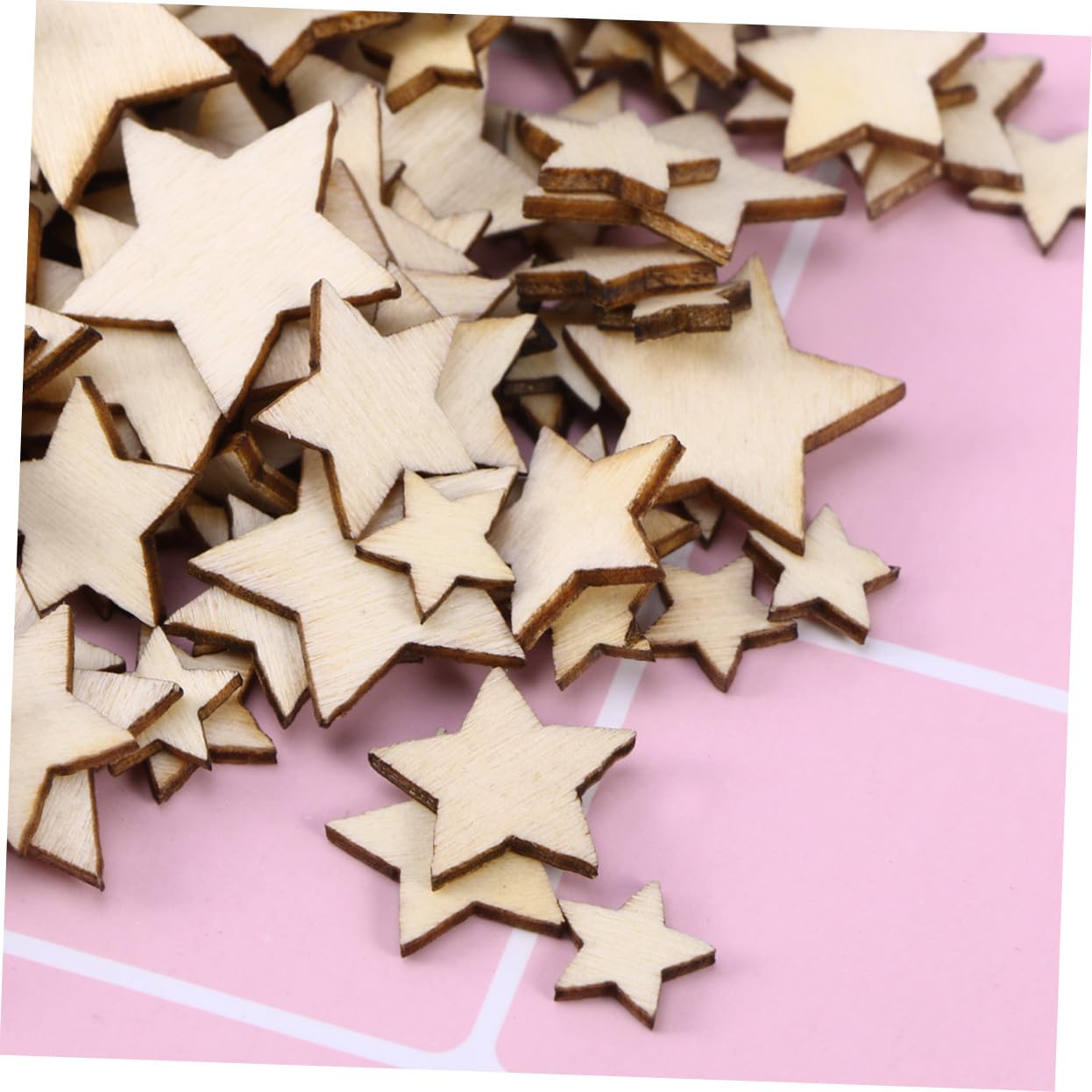 Embellissements en Bois Pentagramme 200 Pièces Beige pour Bricolage