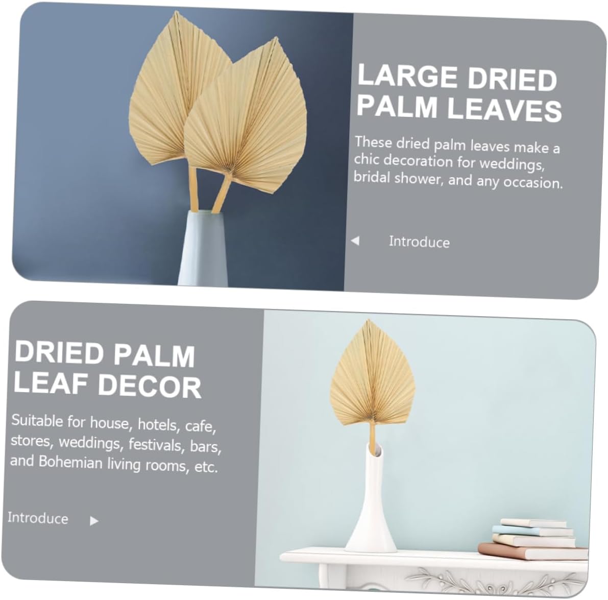 4Pcs Large Dried Palm Leaves for Wedding Decoration Tropical Dried Leaf Decor for Home Bohemian Style Floral Arrangement for Parties and Events