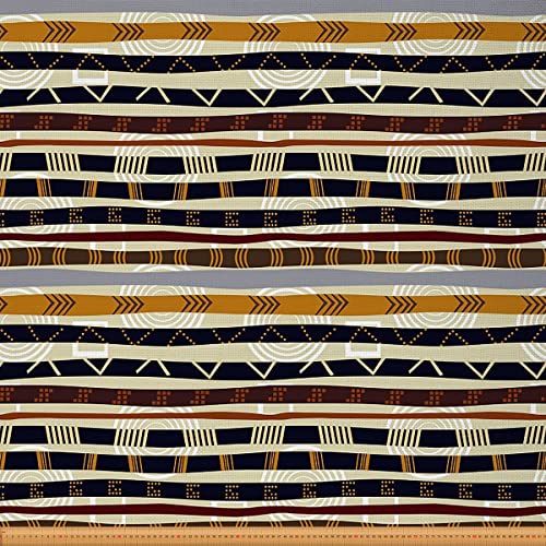 Tela africana para exteriores de The Yard, tela de tapicería a rayas geométricas tribales étnicas para sillas, tela tradicional étnica para proyectos de bricolaje, 1 yarda, (largo x ancho x ancho), c