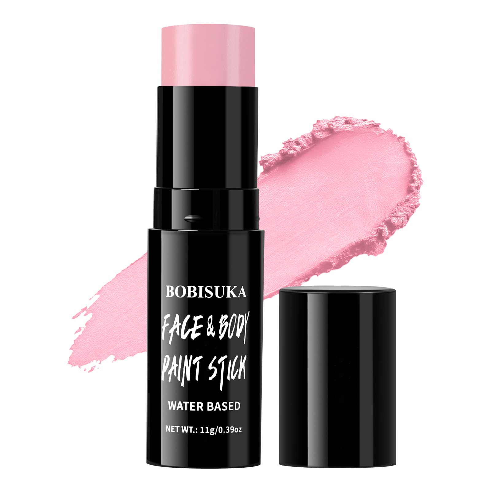 BOBISUKA Light Pink Face Paint Stick, Highly Pigmented Full Coverage Washable Cream Face & Body Paint for Halloween Doll Sugar Skull Unicorn Panther Clown Cosplay SFX & Costume Party