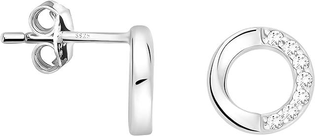 SOFIA MILANI - Women's Earrings 925 Silver - with Zirconia Stones - Circle Stud Earrings - 20476