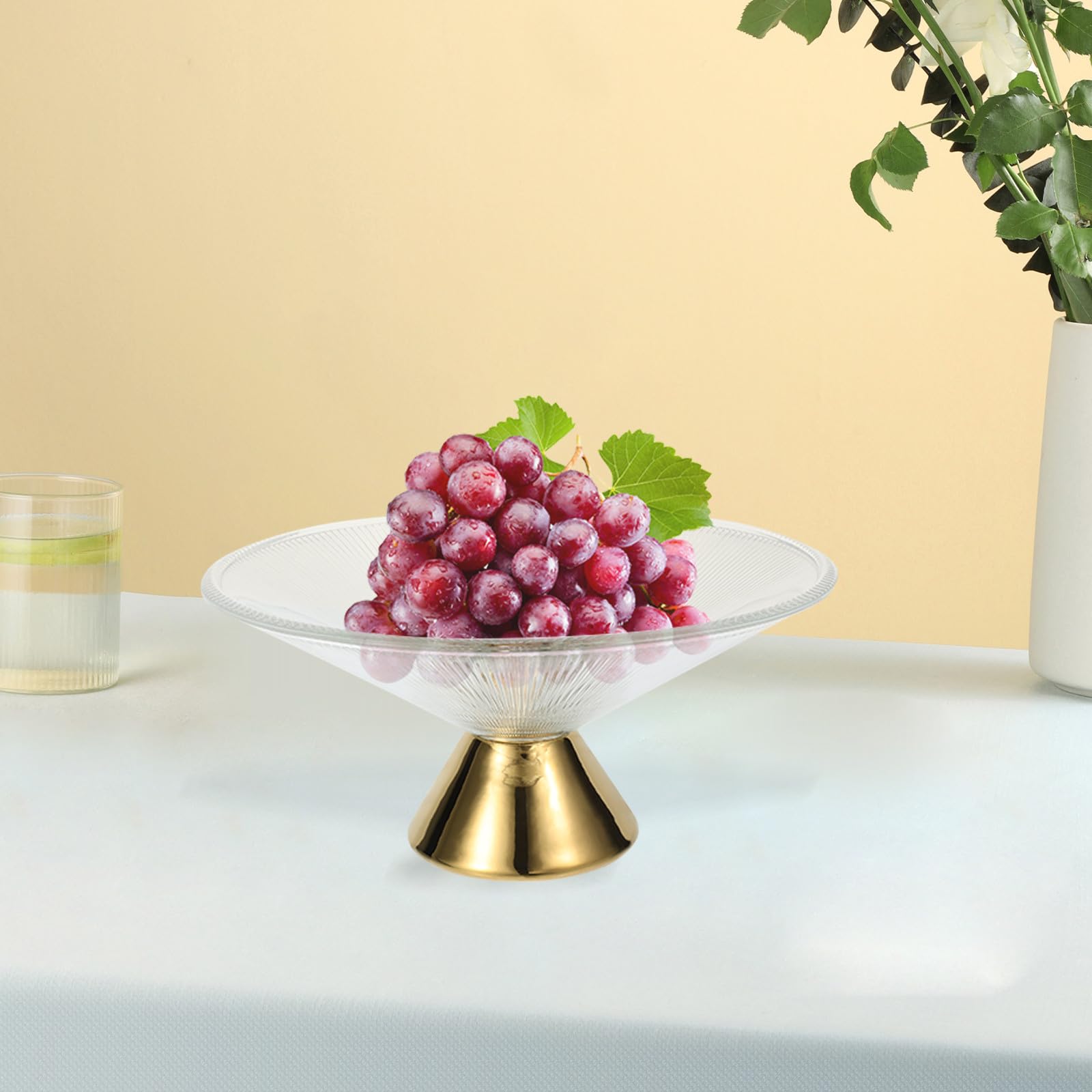 Elegante Sichere mit Kapazität Obstschale Glas Große und Handhabung Stilvoll Edles Design in Gold für und Partys