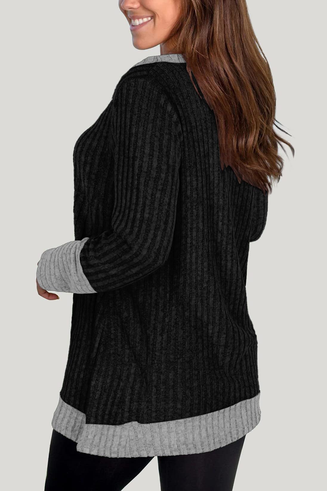 DUOEASE Felpa Donna Maniche Lunghe Casual A Manica con Scollo a V Leggeri l'inverno