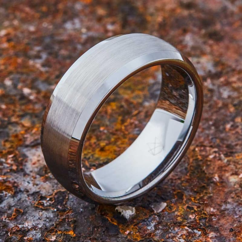 Rings For Men | Tungsten | Silver & Black | Inner-Band Colors | 4 & 6 & 8mm | Wedding Bands (11, 6mm, Silver)2