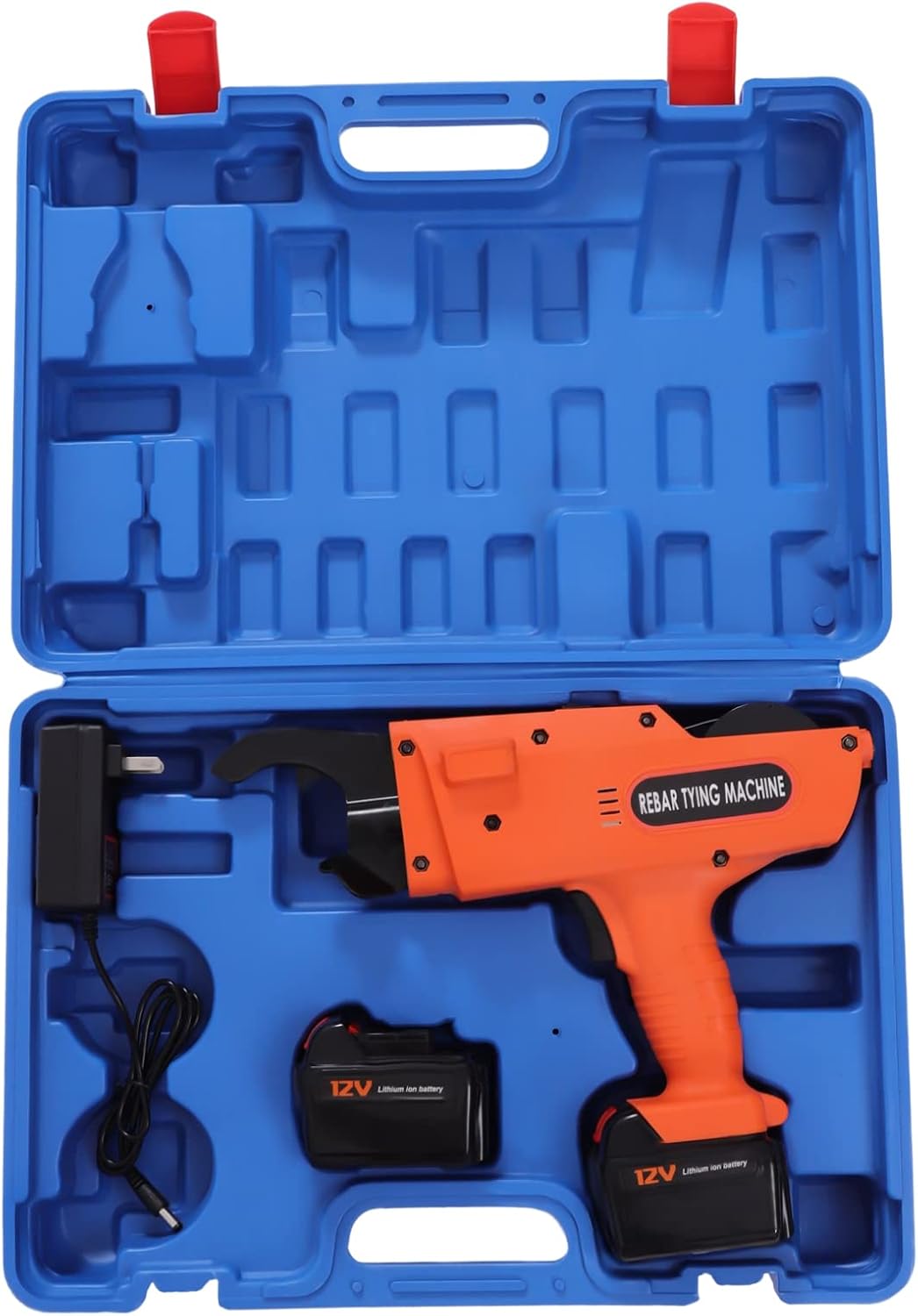 Automatic Rebar Tying Machine Steel Bar Rod Tie Gun with Rechargeable Battery and Pliers, Handheld Electric Binding Tool for Construction Rebar Work