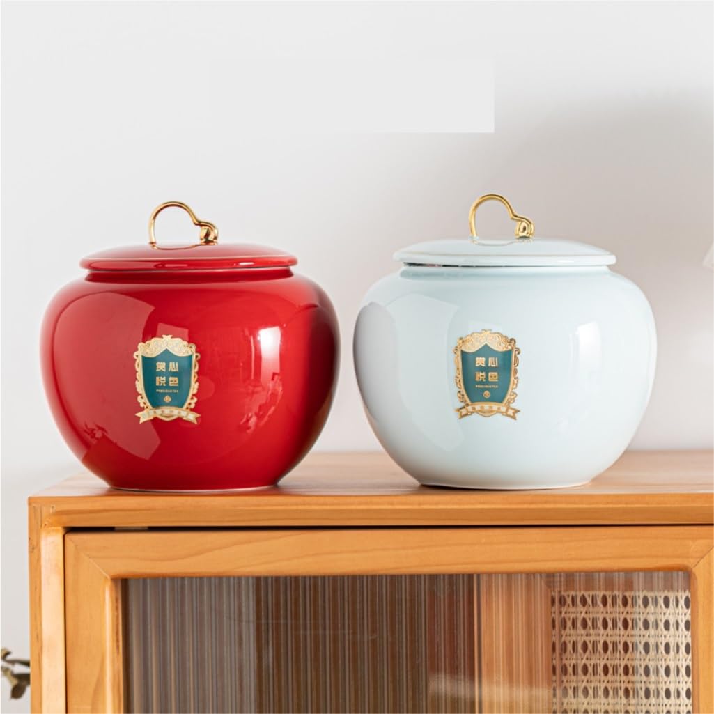Lata de té Contenedor de Almacenamiento té Suelto for el hogar, Tarro Grande Sellado cerámica, Juego Retro Chino, Conjunto con Caja Regalo Carrito de té(B)