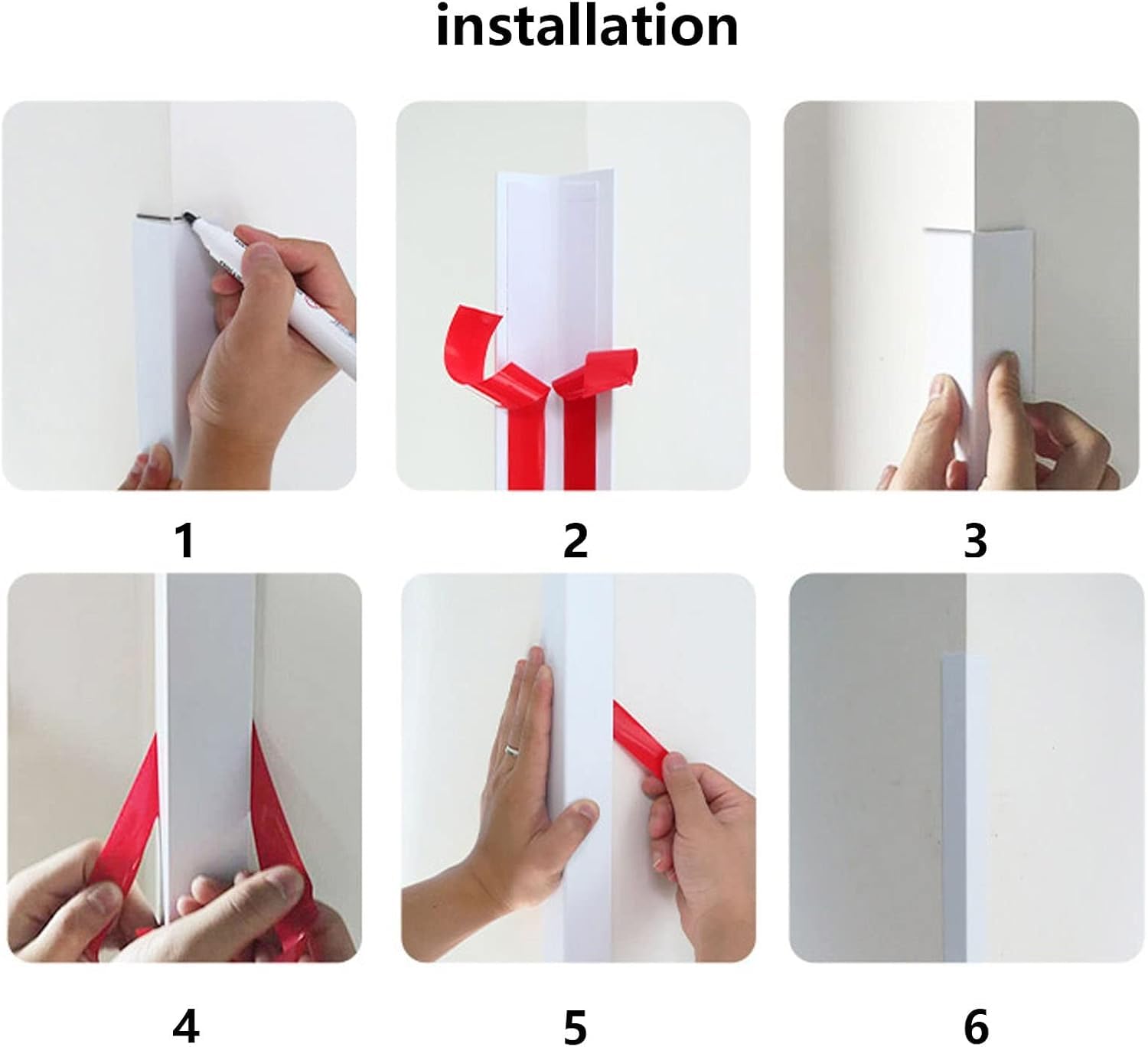 Protezione del bordo della parete con disposizione angolare, | Protezioni for scudi angolari in PVC, impermeabili a 89 gradi con strisce di bordo posteriori autoadesive(Black,W 3.6cm)
