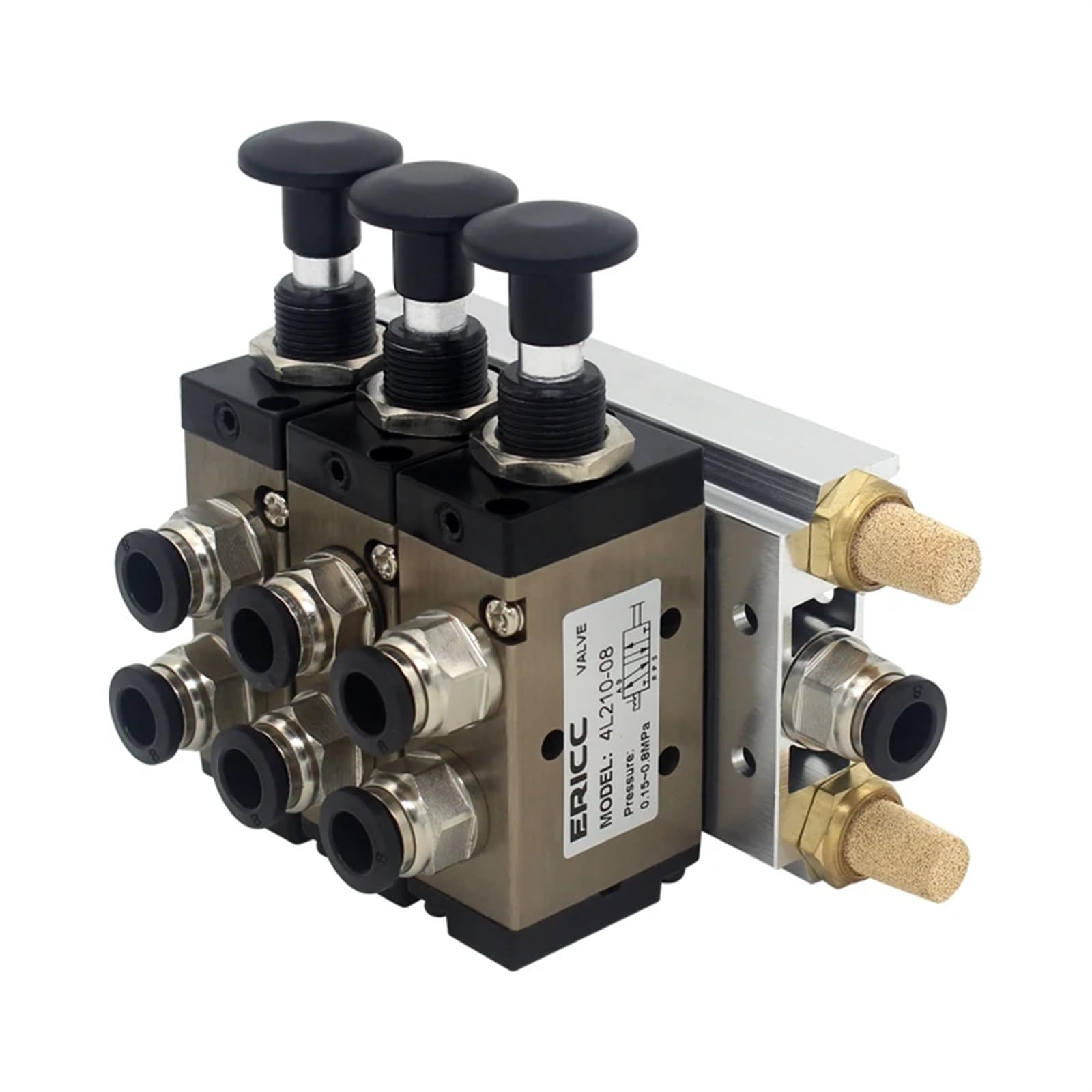 4L210-08 4R210-08 Válvula Manual de 2 vías y 5 Posiciones, Interruptor neumático de Empuje y tracción de válvula direccional, colector de válvulas combinadas | 4mm in 4mm Out,6 Stations