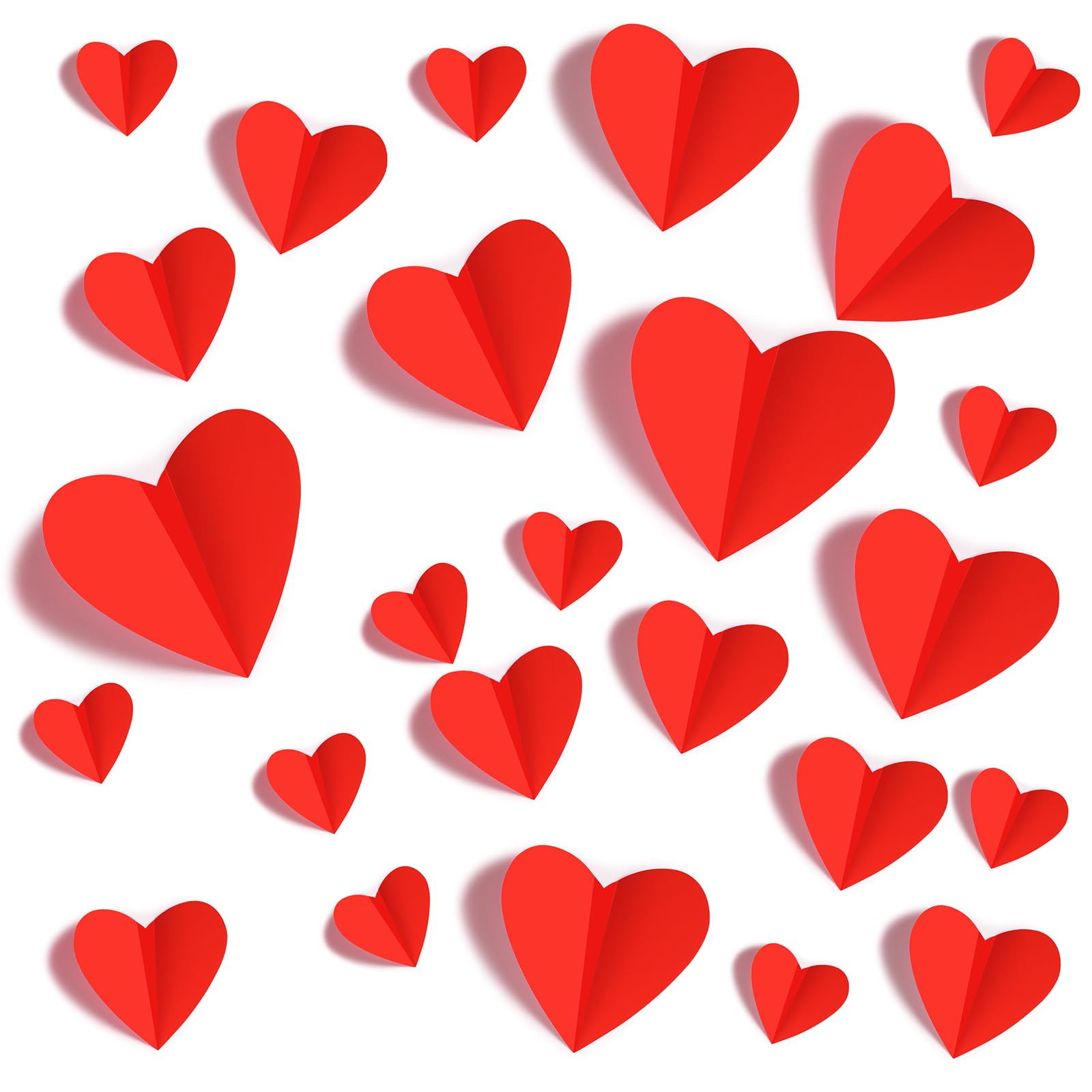 YOTNUS 60 Pcs Valentines-Day-Wall-Decorations, 3D Heart Valentine Wall Stickers, Waterproof Wall Decals, for Wedding Anniversary Party Bedroom Home