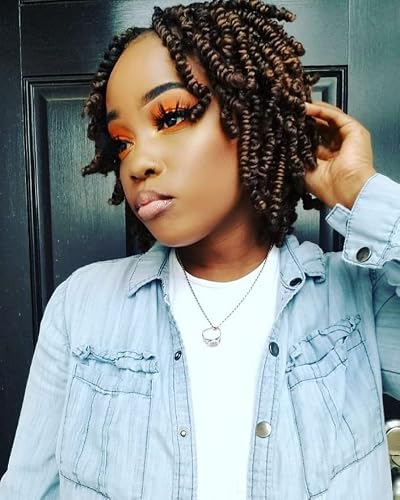 6 Packs Bob Spring Twist Kids Crochet Hair 6 Inch (120 strands) Cute & Versatile Pre-twisted Spring Twists Crochet Braids Synthetic Braiding Hair Extension (6 Packs, T30#)