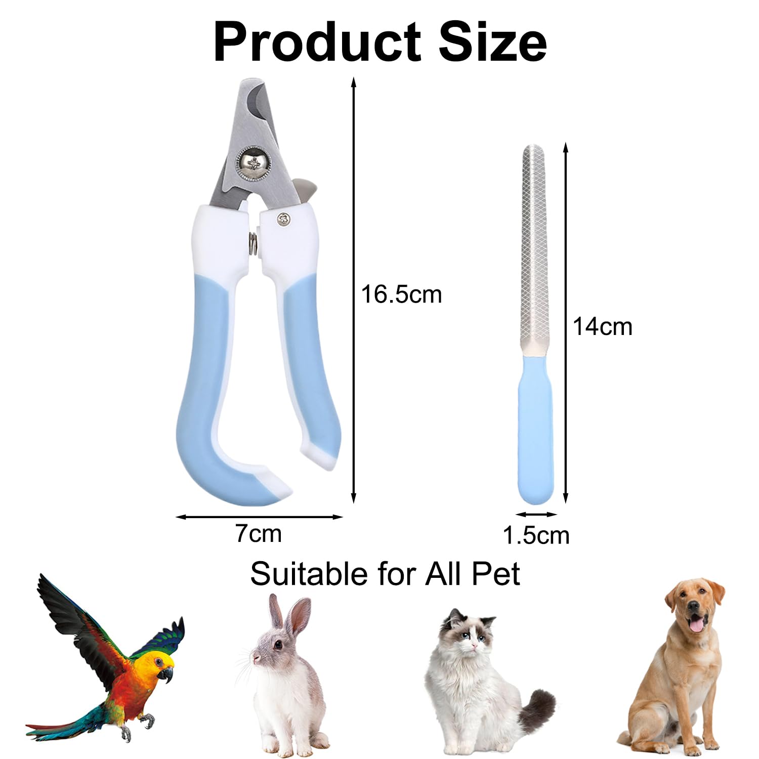 JOOTUEPO Cat Nail Clippers Professional Pet Nail Trimmers for Cat, Small Breed Dog, Rabbit and Small Animal, with Safety Guard to Avoid Overcutting - With Nail File - Image 2