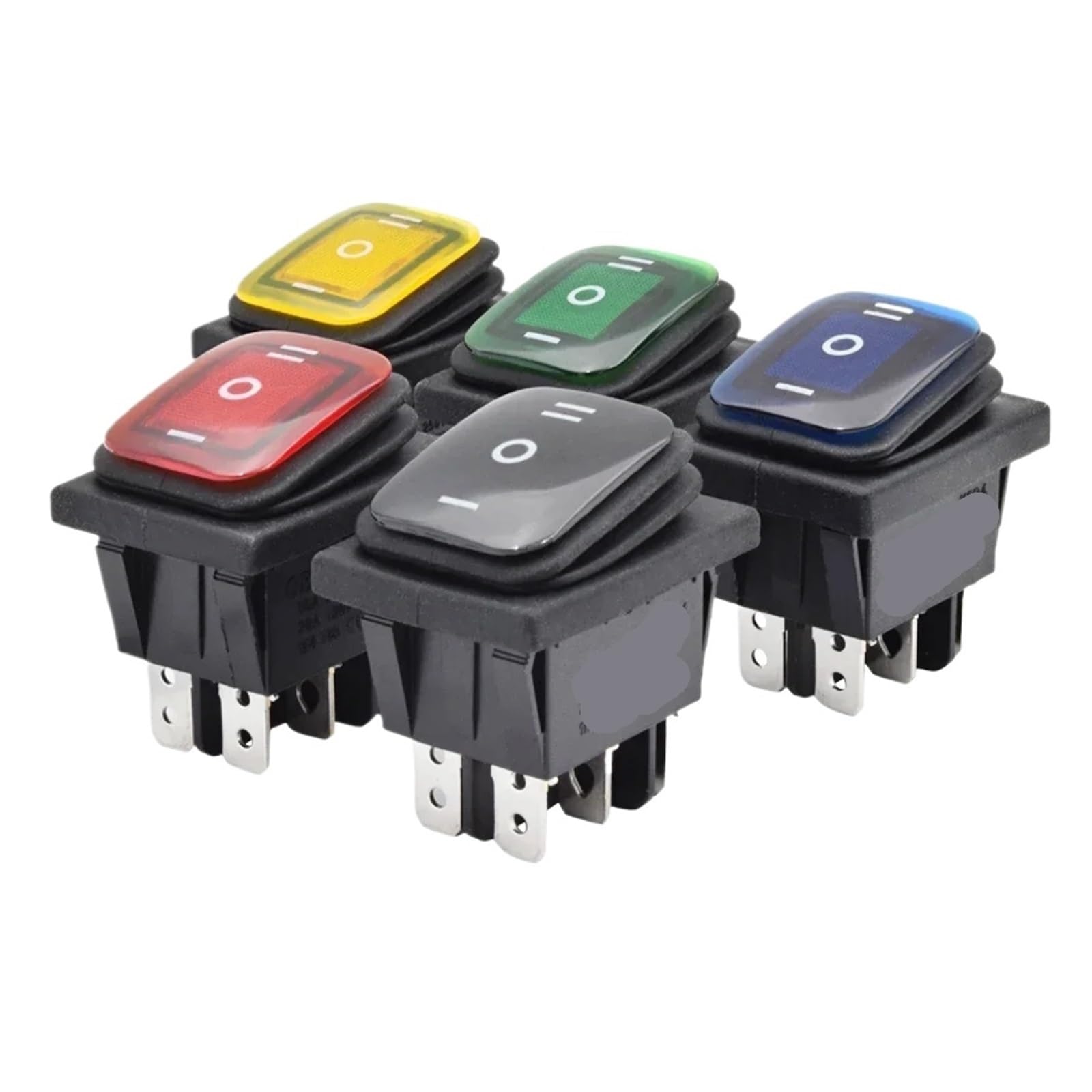 1 Pieza KCD4-203 Interruptor Basculante 30x22 6 Pines De Enganche 16A 250VAC DPDT ON Off ON 12V 220V Botón Luz LED(Black No Light,12V)