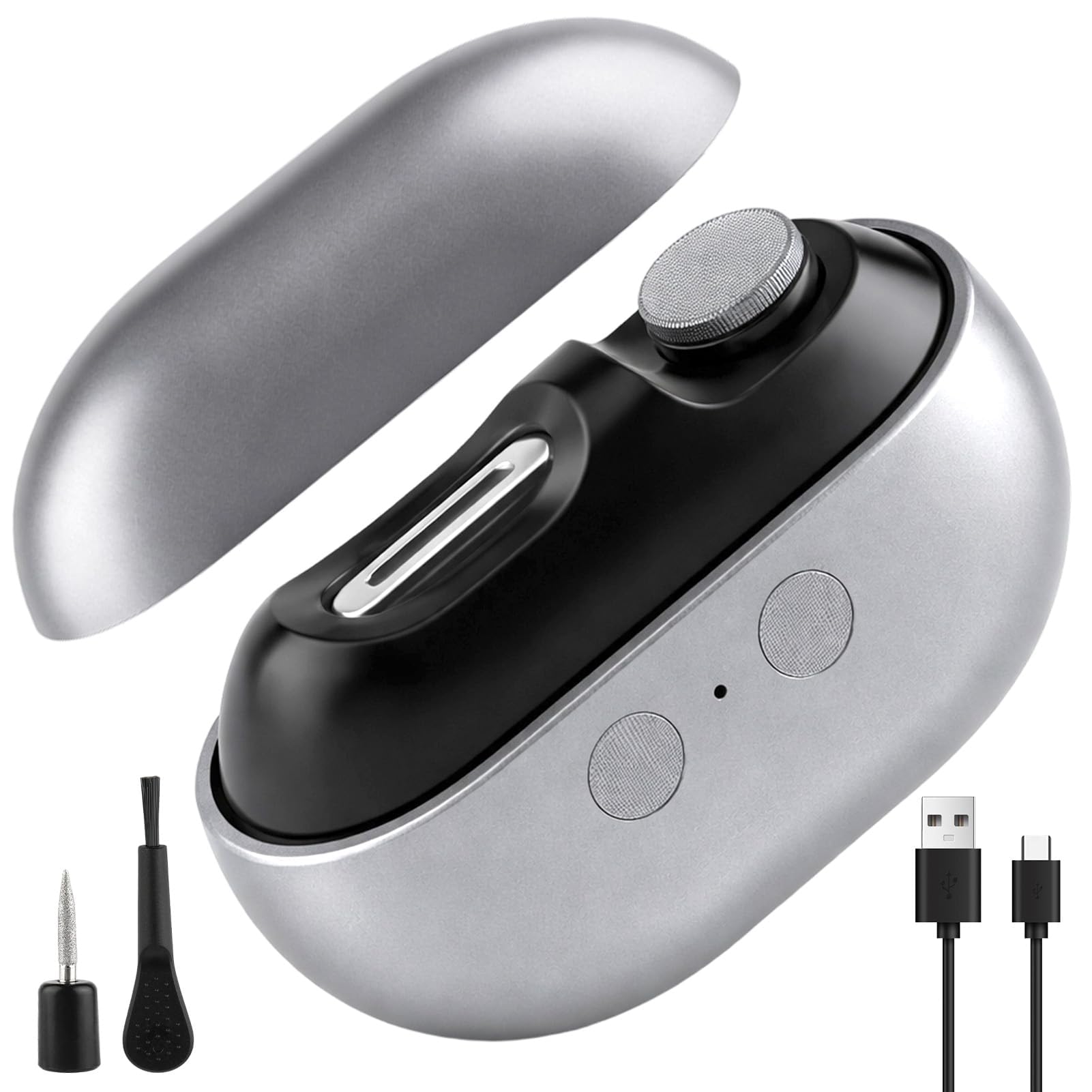 Tagliaunghie Elettrico Mani e Piedi con Luce LED, Tagliaunghie Elettrico 3 in 1 Taglia Lima e Lucida, Lima Unghie Elettrica USB-C Silenziosa con Raccoglitore Residui, Ideale per Anziani Adulti Bambini