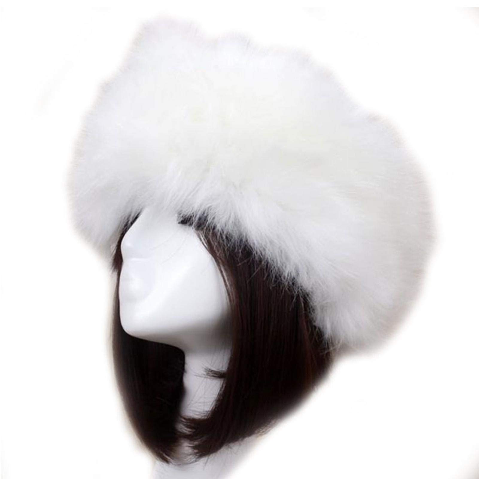 GeKLok Chapeau en fausse fourrure pour femme, chapeau russe élégant avec fausse polaire, bonnet d'hiver chaud avec visière pour cheveux, bandeau en fausse fourrure
