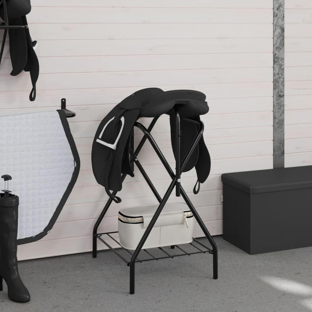 Genérico Soporte de Montura Plegable de pie Independiente Hierro Negro,Deportes,Actividades al Aire Libre,Equitación,Accesorios para riendas de Caballos,Accesorios para sillas de montar-172440