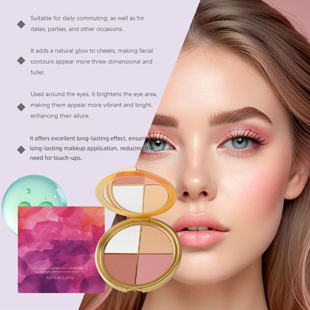 Highlighting Eye & Cheek Palette for Women,2 Set 4 In 1 Makeup Palettes Contour Kit... - Image 2