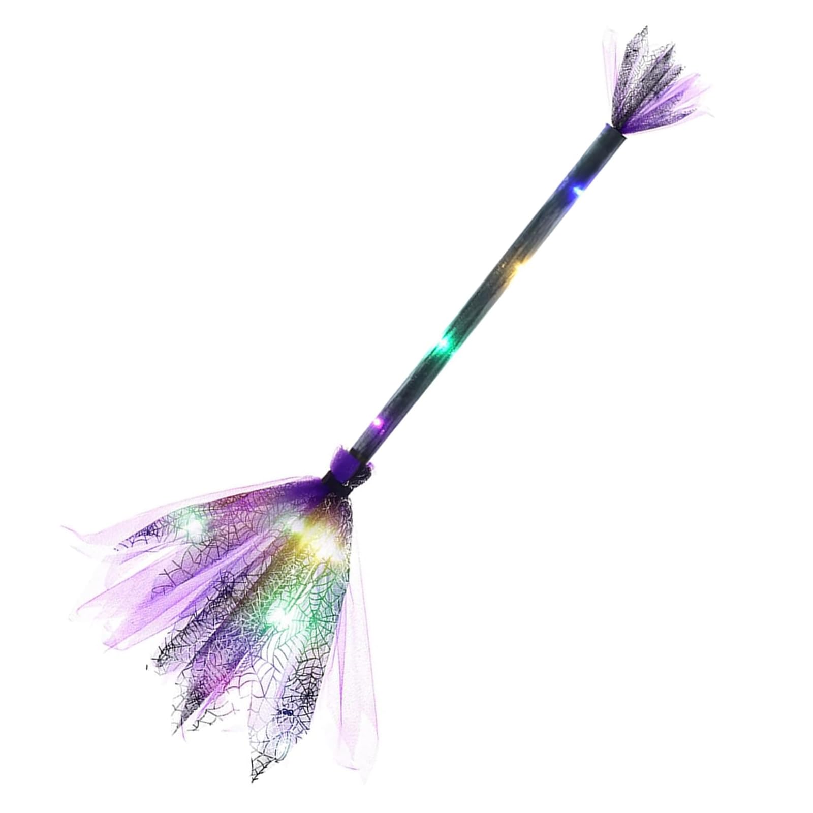 Light-Up Halloween Witch Broom, Witches Broomsticks Props with LED Lights, Halloween Costume Accessories, for Halloween Party Props Decorations,Purple