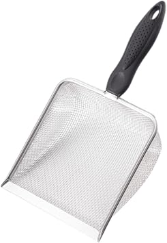 Metal Cat Litter Scooper, Stainless Steel Mesh Sifter with Handle, 5.51 x 10.63 in, for Indoor Cat Litter Box Cleaning
