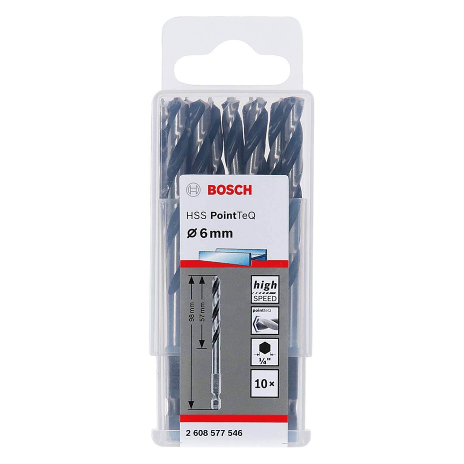 Bosch 2608577546 PointTeQ 10piece HSS Twist Drill Set for Fast Met...