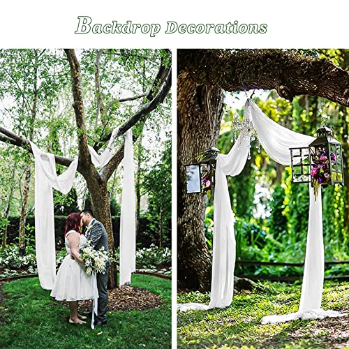 Showgeous Wedding Arch Draping Fabric 4 Panels 20Ft White Chiffon Fabric Sheer Backdrop Curtain For Wedding Ceremony Arch Stage Party Ceiling Swag Decoration #TOP4