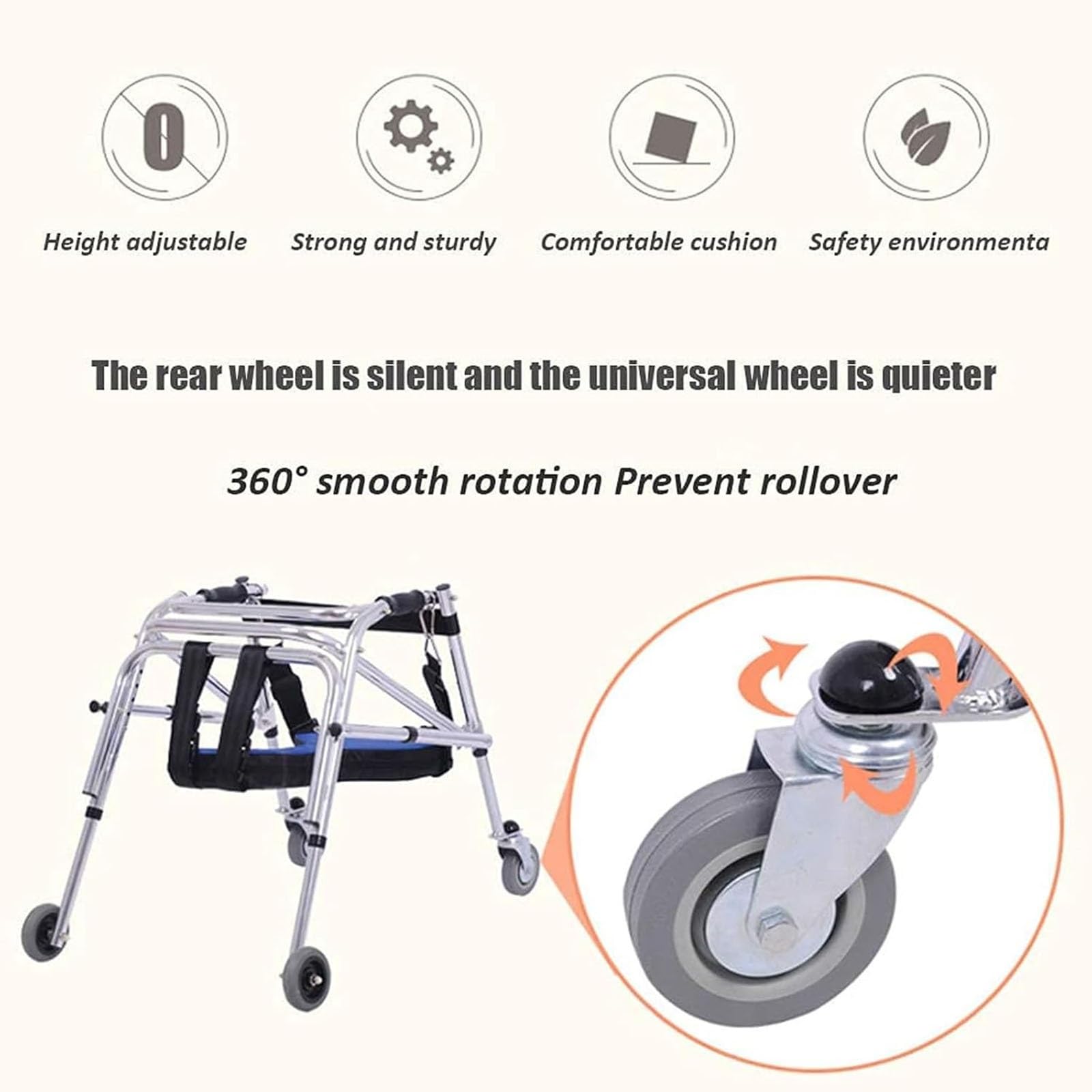 【15日まで限定価格】美品　折りたたみ式ウォーカー Amazon.co.jp: 折りたたみ式ウォーカー、高さ調節可能な方向性四輪