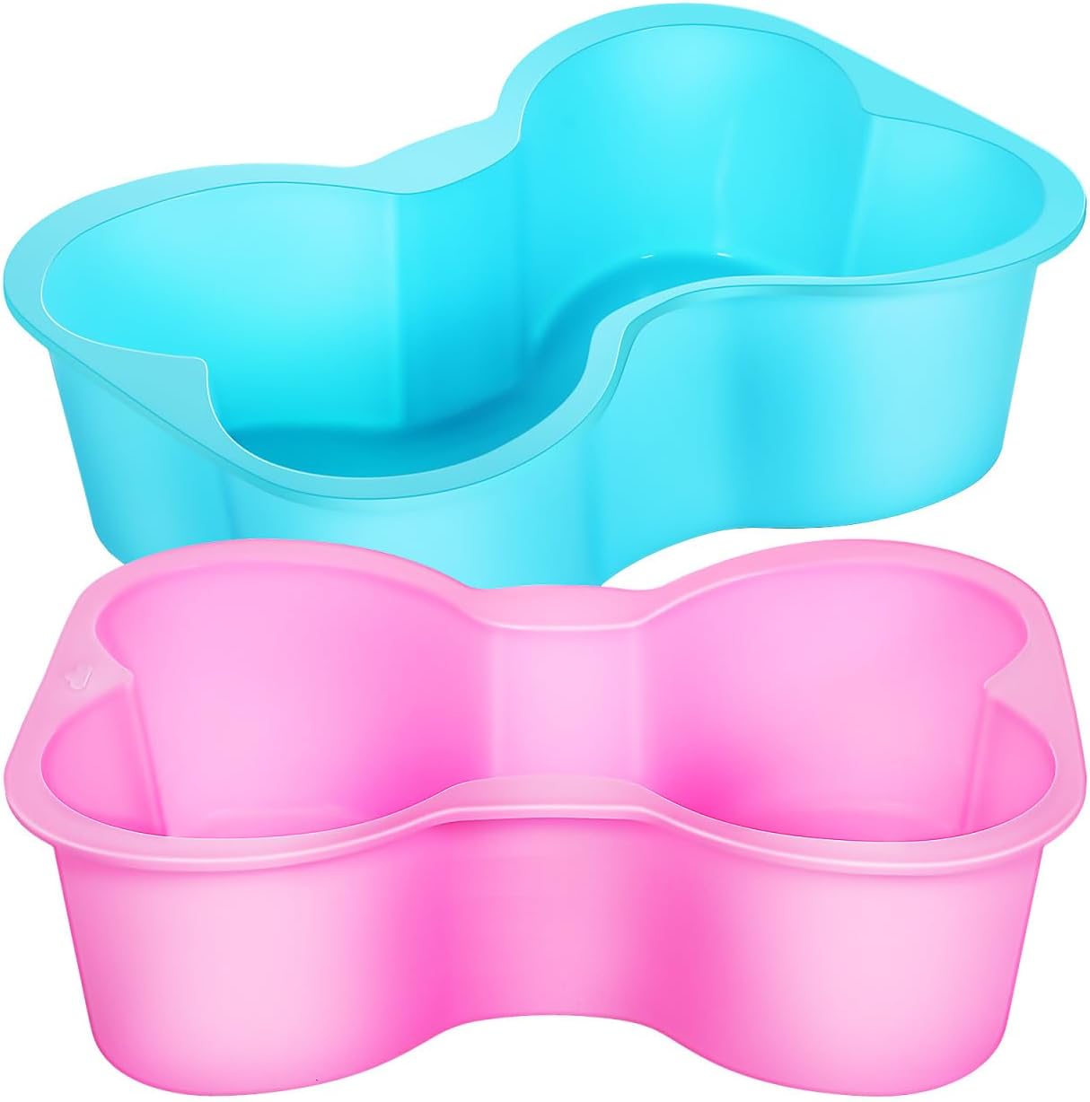 Hemoton Silicone Dog Bone Cake Mold Set 2 Pcs Nonstick Mini Dog Bone Shaped Baking Pans for Birthday Parties and Pet Treats 2X4.45 Inch