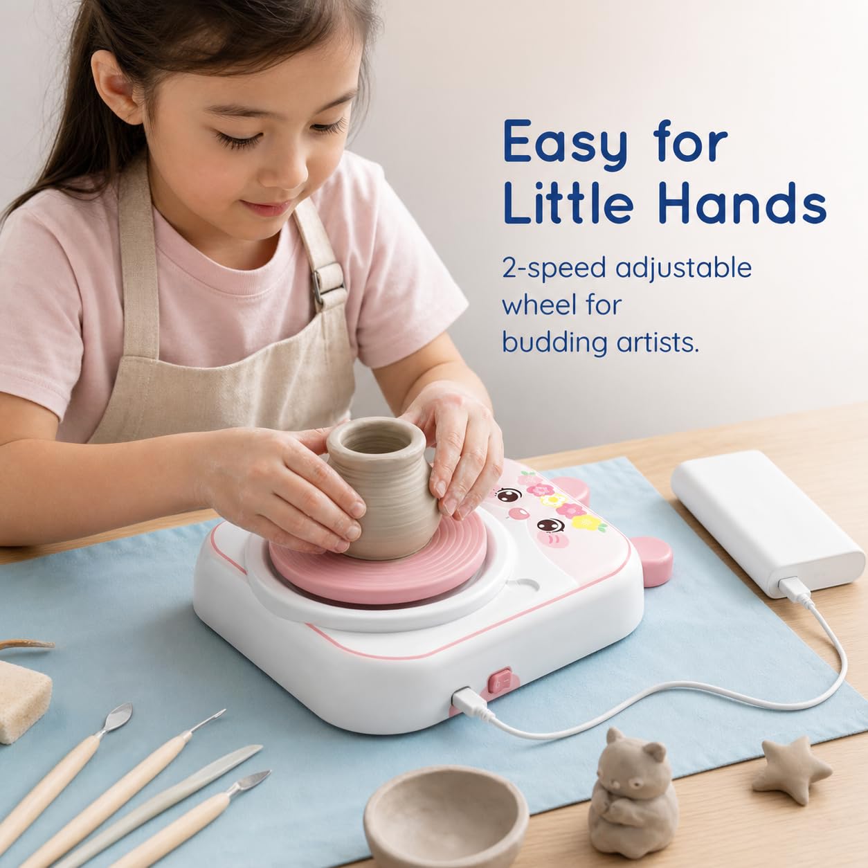 SiaBiced Elektrische scheibe set DIY Set mit lufttrocknendem Ton – Kreativspielzeug für n & Mädchen
