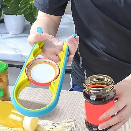 Miniatura 9 de Abrelatas De Goma Antideslizante Para Quitar Tapas Difíciles, Tapas Y Botellas, Grandes Accesorios De Cocina Para Manos Pequeñas O Personas Mayores, Color Azul