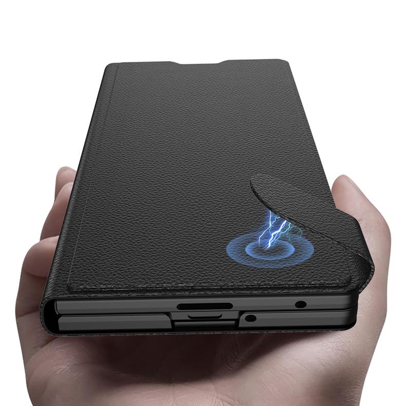 Custodia a libro in pelle di alta qualità compatibile con Samsung Galaxy Z Fold 8 Ultra (nero)