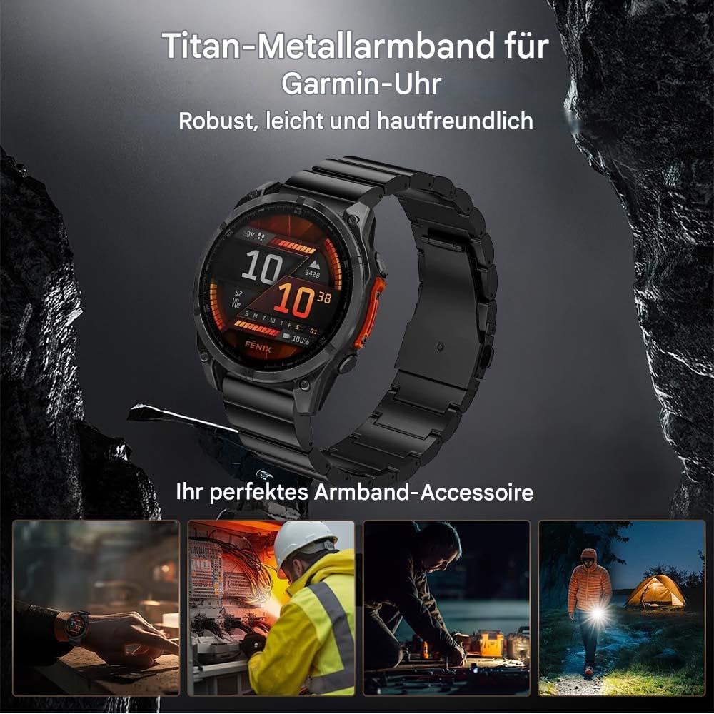 26mm Titan Armband Kompatibel mit Fenix 8 51mm/Enduro 3 51mm/7X Pro/Epix Pro 51mm,22mm Metall Armband mit Schnellverschluss Kompatibel mit Fenix 8 47mm/E 47mm/7/6 Pro/5 Plus/Forerunner 965 955