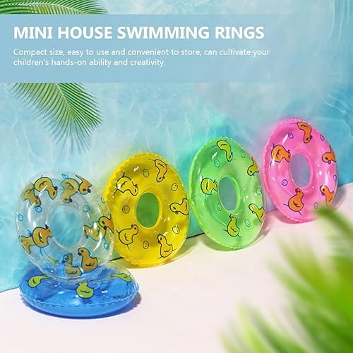 Miniatura 8 de Amosfun 10 piezas de patitos flotadores para niños para piscina, accesorios de piscina, anillos para niños, pequeños tubos de anillo de natación,