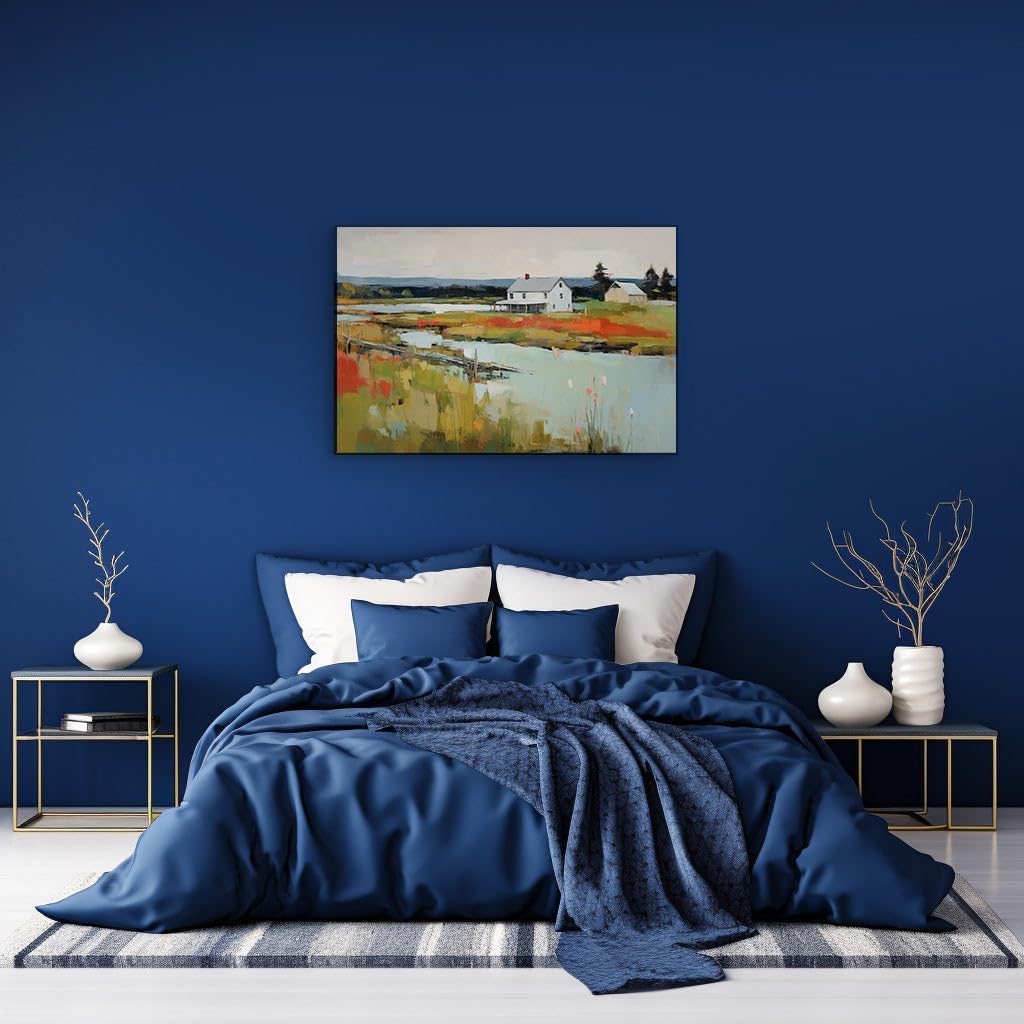 Canvas for Living Room. Tranquil Haven: Serenity of a Rural Idyll, 27 x 18 inch Canvas Wall Art - Ready to Hang