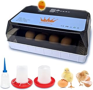QMCAHCE Automatic Egg Incubator, Digital Eggs Incubators for Hatching Eggs with Fully Automatic Turner, Humidity Control LED Egg Candler Tester, for Hatching Chicken Duck Quail Bird Eggs(15 Eggs)