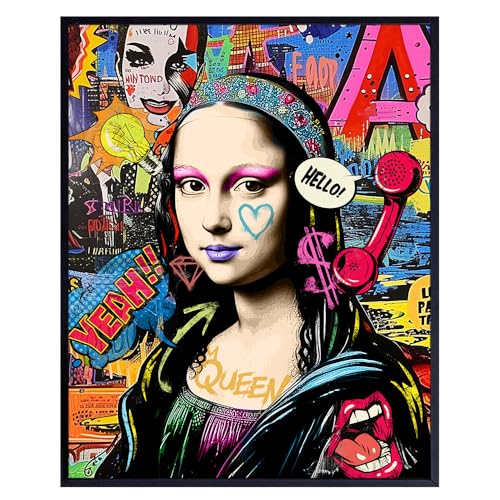 Mona Lisa Graffiti Wall Art - Pop art Wall Decor Poster - Colorfu...