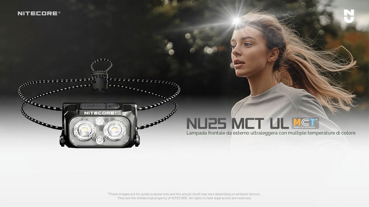 Nitecore NU25 MCT UL Lampada Frontale, Nero