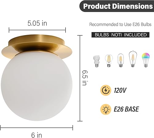 Miniatura 3 de Aplique de pared moderno de globo de cristal apliques esféricos dorados  Lámpara de bola individual de latón pequeña  Lámpara contemporánea de pared
