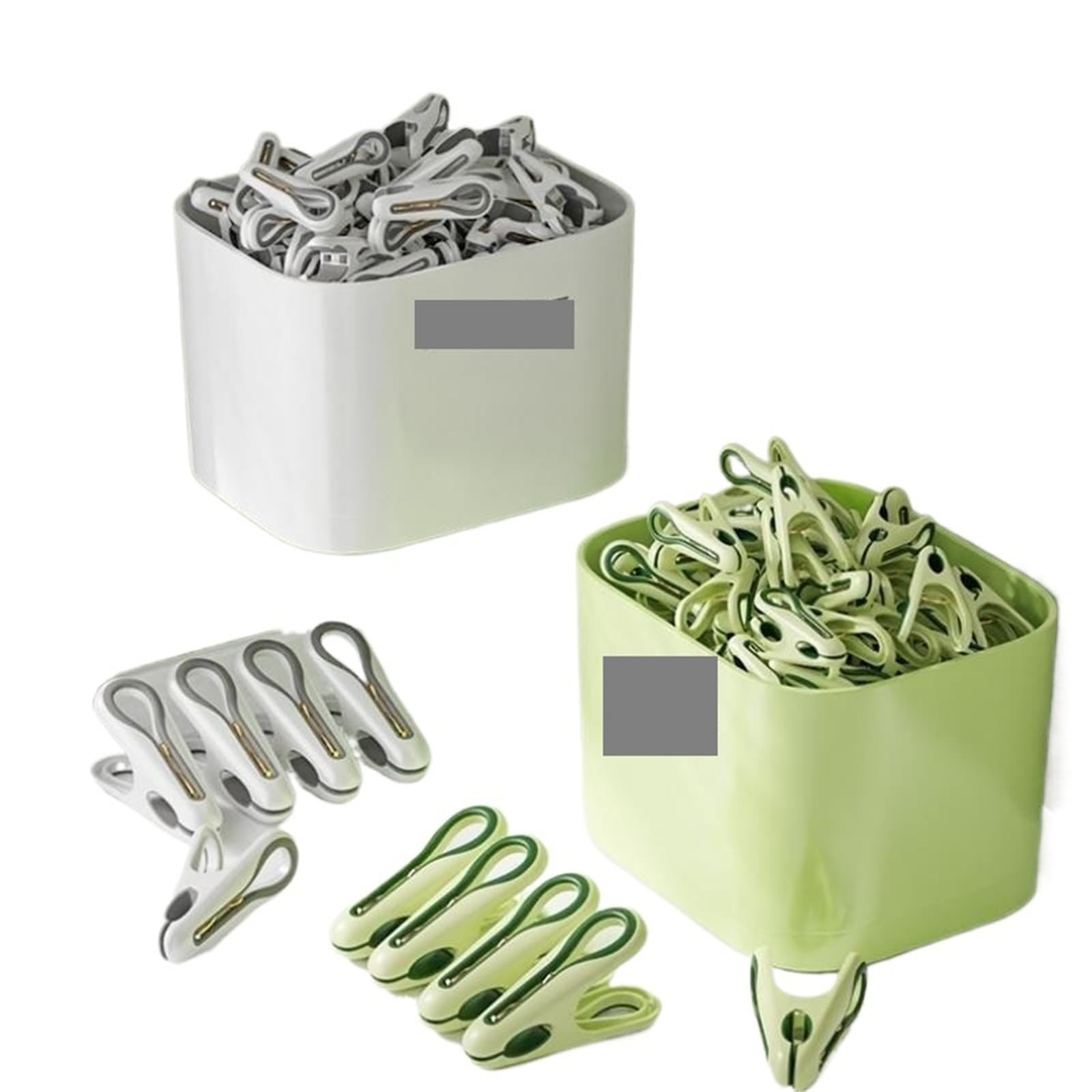 Plastic Clothes Pegs 24/36pcs Clothes Pins With Storage Basket Plastic Laundry Hanging Pegs Clips Household(Green 12pcs)