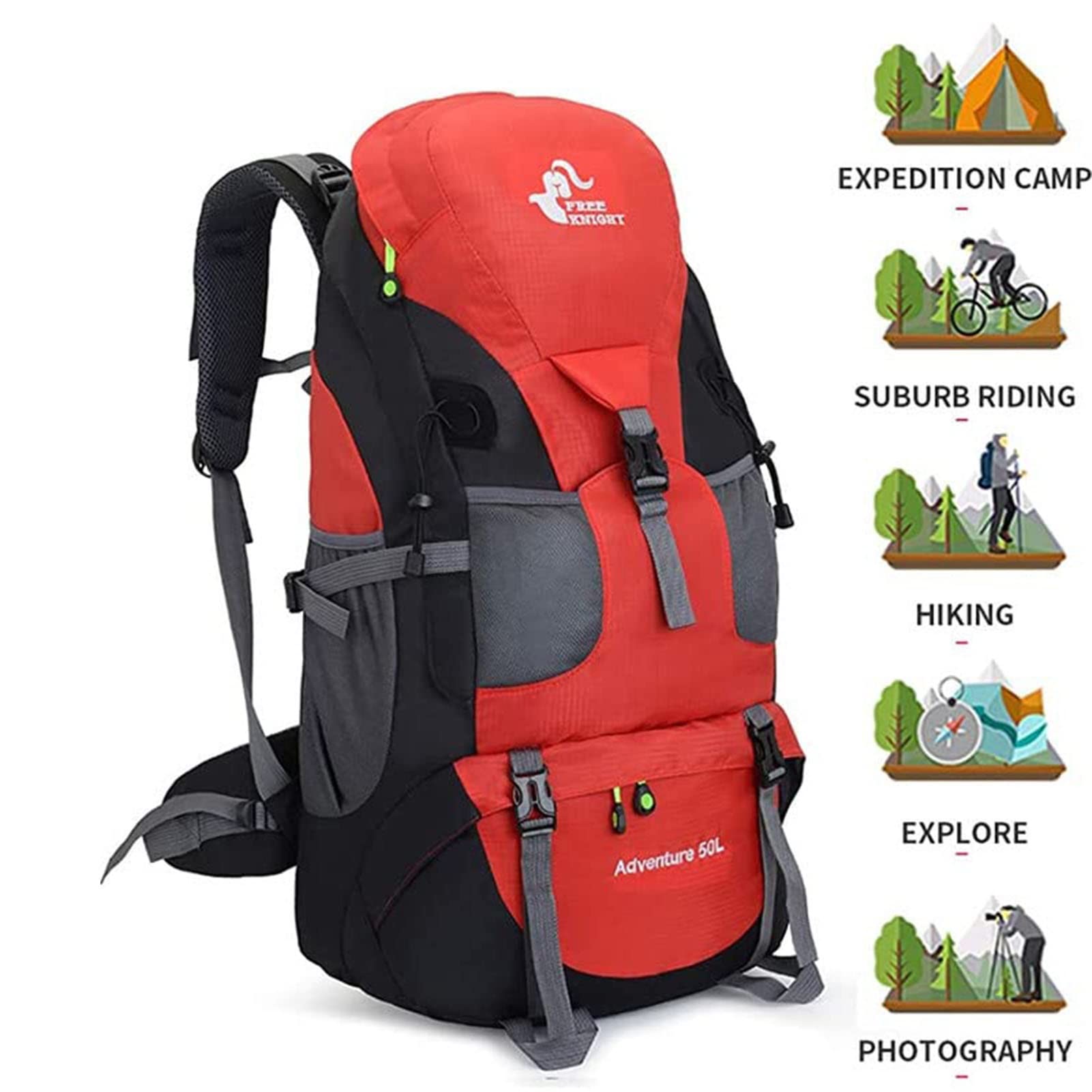 Plecak turystyczny, plecak podróżny, wodoodporny plecak 50 l, ultralekki plecak turystyczny, outdoorowy, sportowy, torba podróżna, do wspinaczki, biwakowania, wycieczek, wspinaczki górskiej, wędkowania