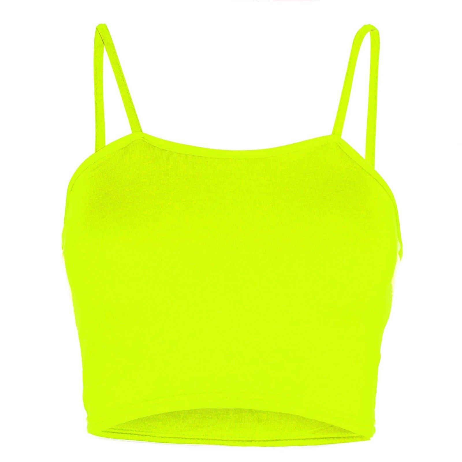 GirlzWalk Women's Ladies Crop Top Ladies Strappy Sleeveless Camisole Bralet Stretchy Vest (Neon Yellow, SM 8-10)