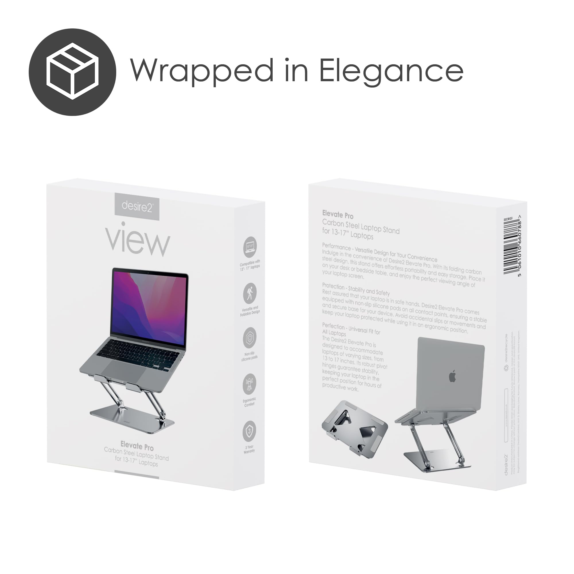 Desire2 Elevater Pro, Support pour Ordinateur Portable en Acier au Carbone, Support Réglable pour Ordinateur de Bureau, Accessoire de Bureau avec Hauteur Réglable, Support de Bureau Ergonomique