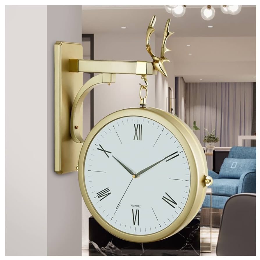 両面時計　壁掛け　ビンテージ Amazon｜壁掛け時計 両面壁掛け時計 ヴィンテージ メタル 吊り