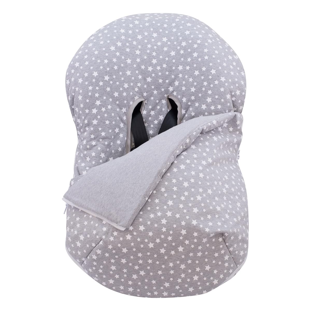 JYOKO KIDS Copertina + Sacco universali per Ovetto, navicella o lettino, seggiolino auto compatibile con Römer, per passeggino bebè neneonato fino a 14 mesi (White Star, Cotone)
