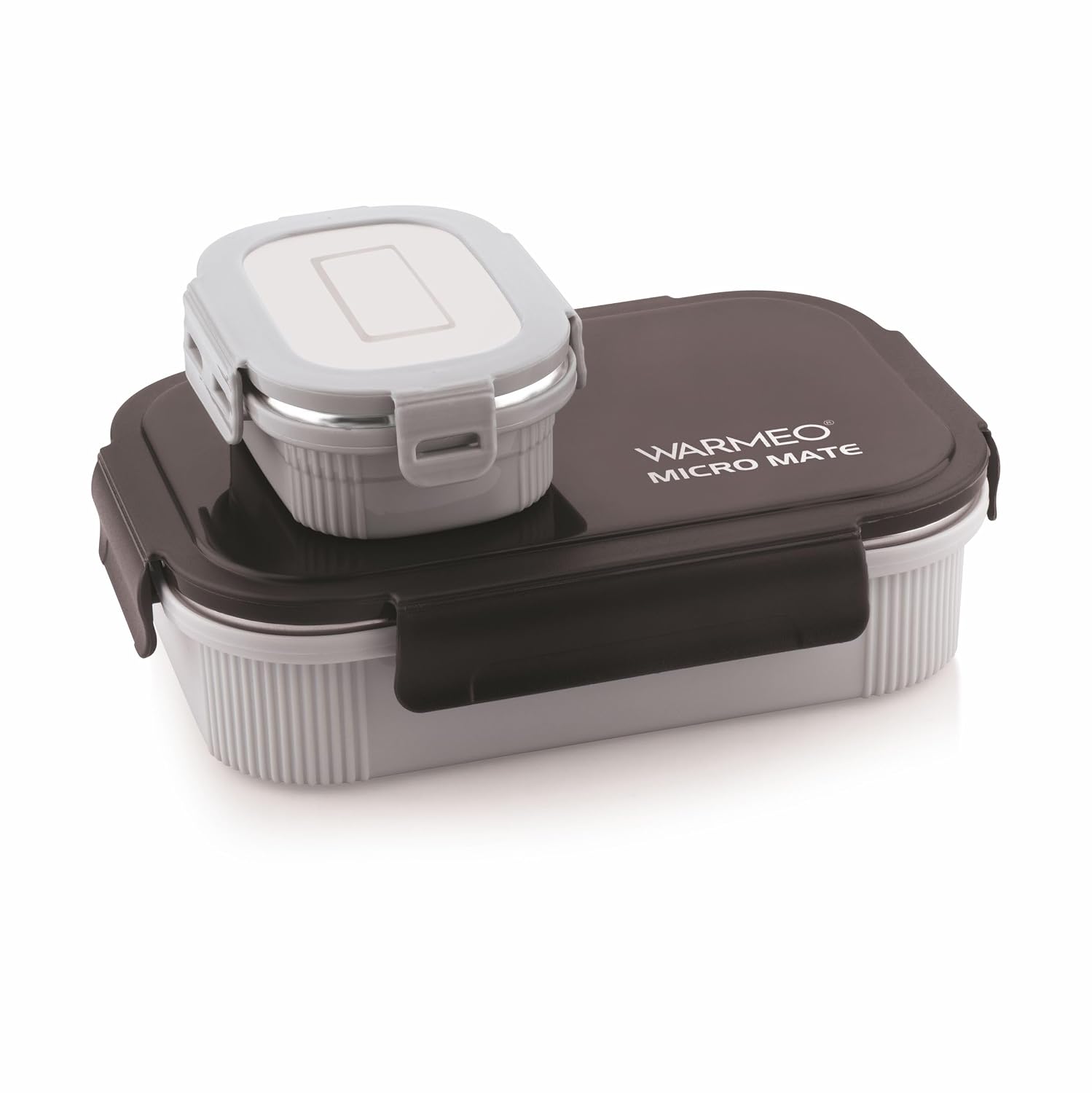 WARMEO MICROMATE Microwave-Safe Stainless Steel Lunch Box, Bpa Free, Perfect for Office, School, Travelling, Combo(800ml+150 ml),Black