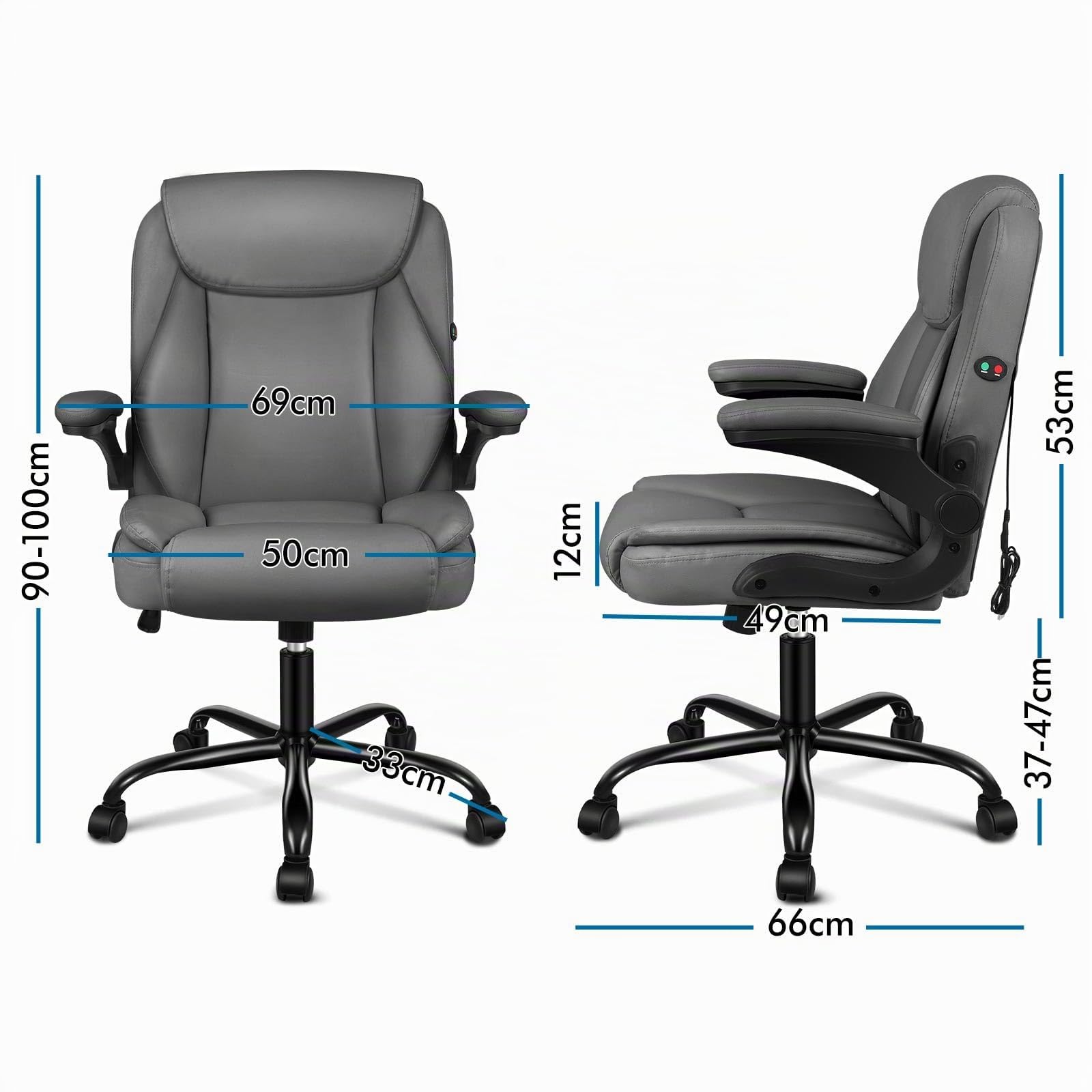 ALFORDSON Sedia da Ufficio Ergonomica con Massaggio, Supporto Lombare, Sedia Scrivania Poltrona Girevole ad Altezza Regolabile per Ufficio e Studio Sala Riunioni,Portante di 150 kg, Similpelle(Grigia)